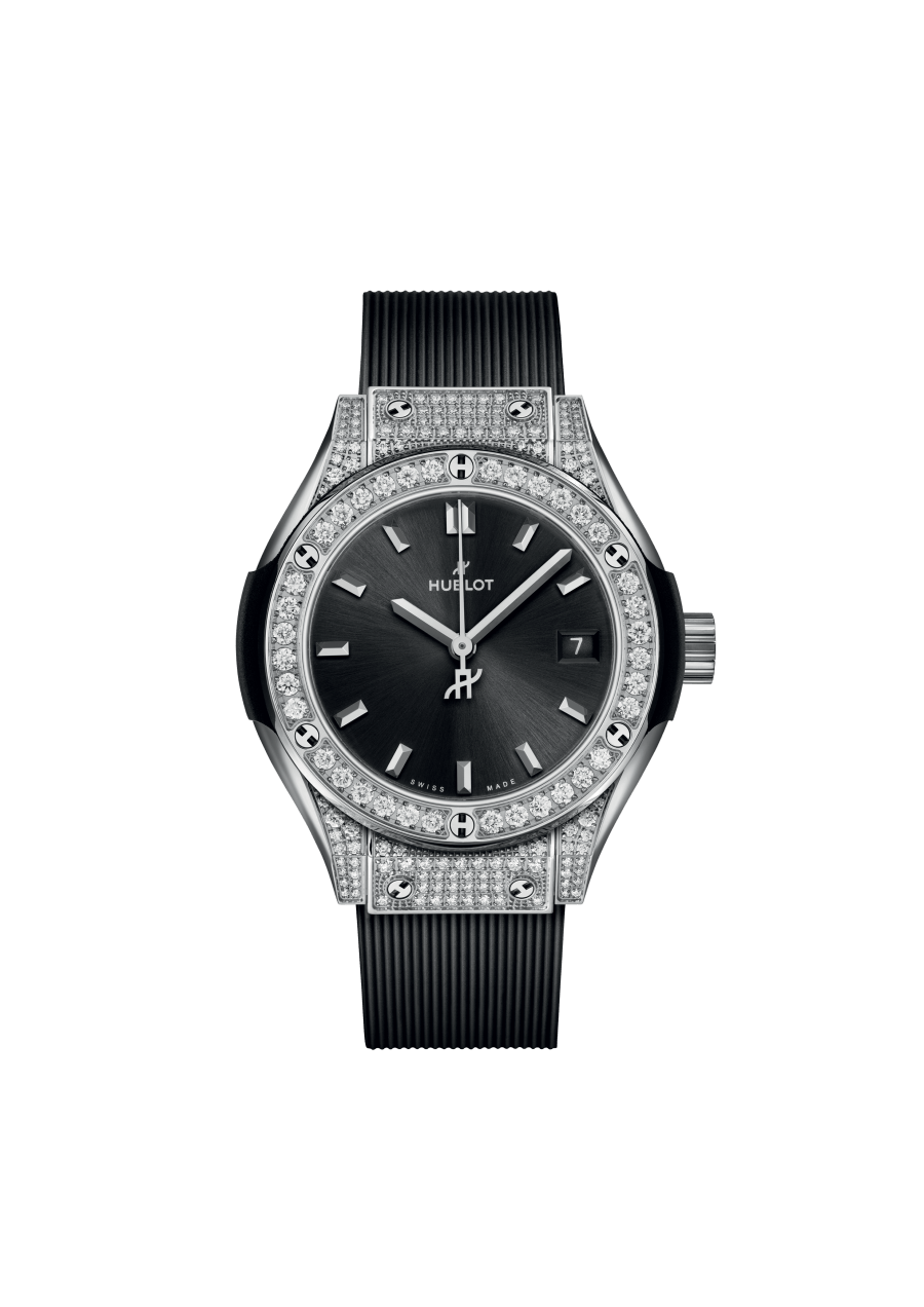 Ladies' watch  HUBLOT, Classic Fusion Titanium Pave / 29mm, SKU: 591.NX.1470.RX.1604 | timeolution.com