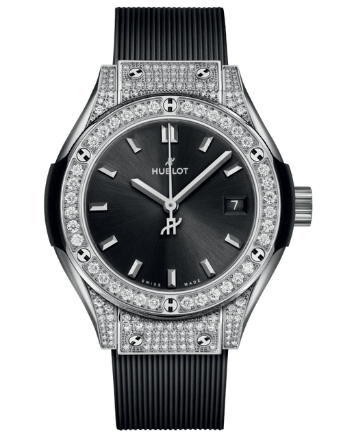 Ladies' watch  HUBLOT, Classic Fusion Titanium Pave / 29mm, SKU: 591.NX.1470.RX.1604 | timeolution.com