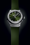 Ladies' watch  HUBLOT, Classic Fusion Titanium Green Diamonds / 29mm, SKU: 591.NX.8970.RX.1204 | timeolution.com