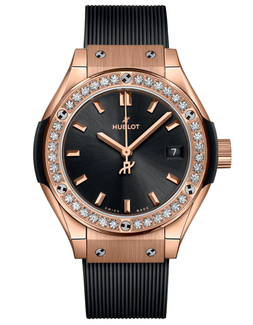 Ladies' watch  HUBLOT, Classic Fusion King Gold Diamonds / 29mm, SKU: 591.OX.1480.RX.1204 | timeolution.com