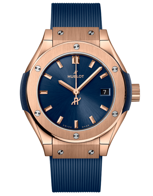 Ladies' watch  HUBLOT, Classic Fusion King Gold Blue / 29mm, SKU: 591.OX.7180.RX | timeolution.com