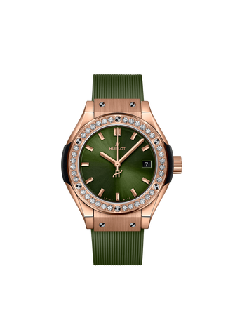 Ladies' watch  HUBLOT, Classic Fusion King Gold Green Diamonds / 29mm, SKU: 591.OX.8980.RX.1204 | timeolution.com