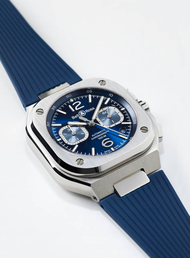 Men's watch / unisex  BELL & ROSS, BR 05 Chrono Blue Steel / 42mm, SKU: BR05C-BU-ST/SRB | timeolution.com