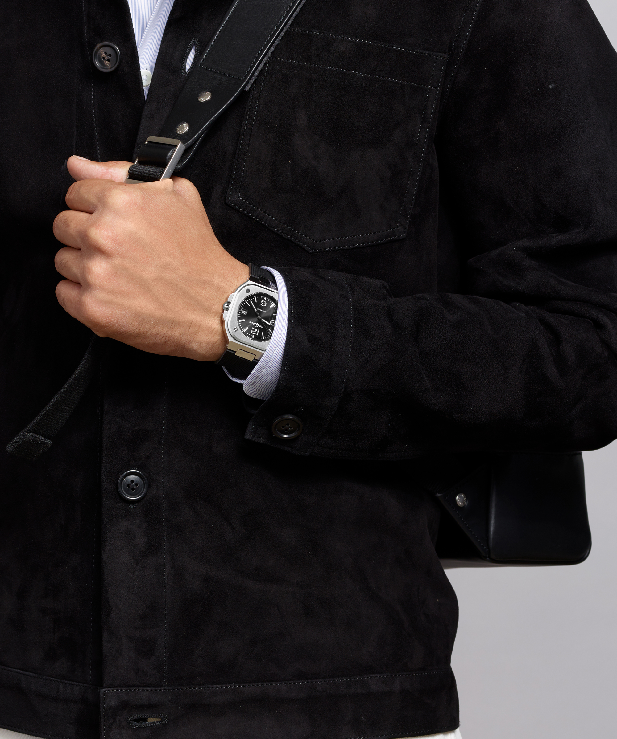 Men's watch / unisex BELL & ROSS, BR 05 Black Steel / 40mm, SKU: BR05A-BL-ST/SRB | timeolution.com