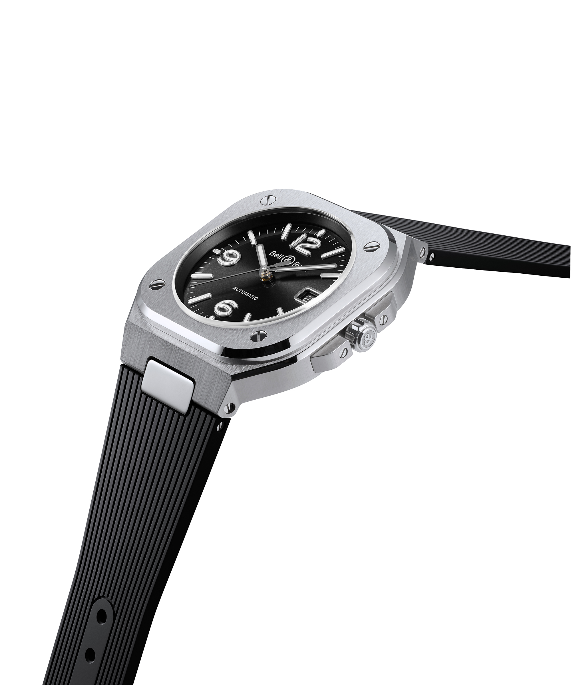 Men's watch / unisex BELL & ROSS, BR 05 Black Steel / 40mm, SKU: BR05A-BL-ST/SRB | timeolution.com