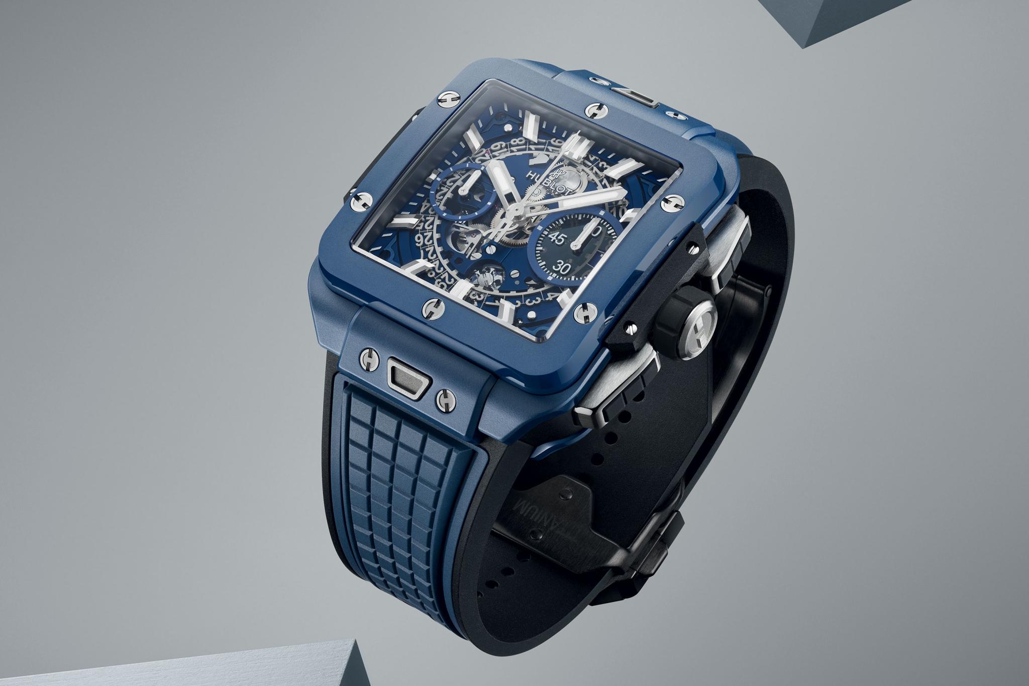 Men's watch / unisex  HUBLOT, Square Bang Unico Blue Ceramic / 42mm, SKU: 821.EX.5170.RX | timeolution.com