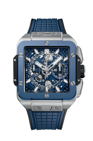 Men's watch / unisex  HUBLOT, Square Bang Unico Titanium Blue Ceramic / 42mm, SKU: 821.NL.5170.RX | timeolution.com