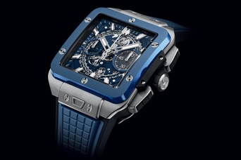 Men's watch / unisex  HUBLOT, Square Bang Unico Titanium Blue Ceramic / 42mm, SKU: 821.NL.5170.RX | timeolution.com