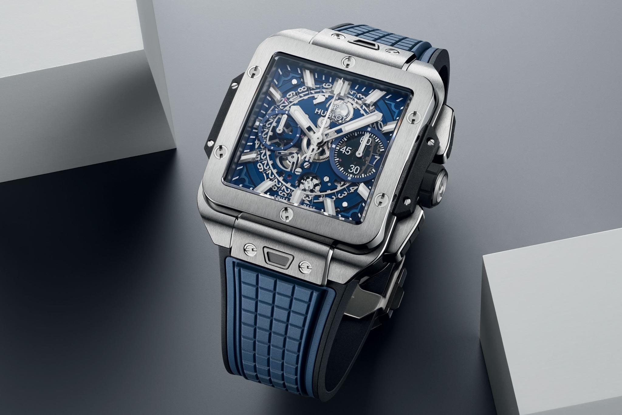 Men's watch / unisex  HUBLOT, Square Bang Unico Titanium Blue / 42mm, SKU: 821.NX.5170.RX | timeolution.com