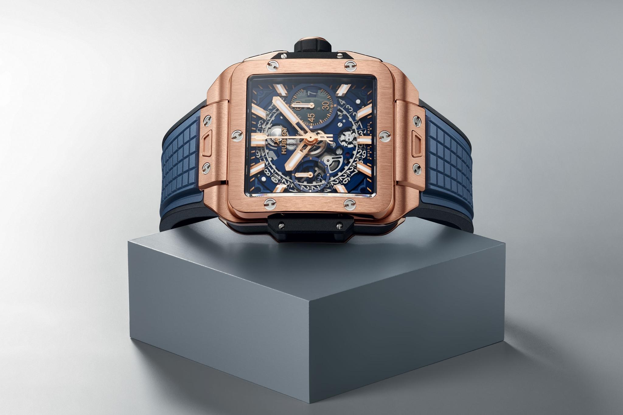 Men's watch / unisex  HUBLOT, Square Bang Unico King Gold Blue / 42mm, SKU: 821.OX.5180.RX | timeolution.com