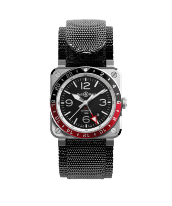 Men's watch / unisex BELL & ROSS, BR 03-93 GMT / 42mm, SKU: BR0393-BL-ST/SCA | timeolution.com