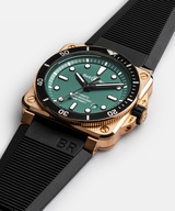 Men's watch / unisex  BELL & ROSS, BR 03-92 Diver Black & Green Bronze / 42mm, SKU: BR0392-D-LT-BR/SRB | timeolution.com