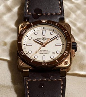 Men's watch / unisex  BELL & ROSS, BR 03-92 Diver White Bronze / 42mm, SKU: BR0392-D-WH-BR/SCA | timeolution.com