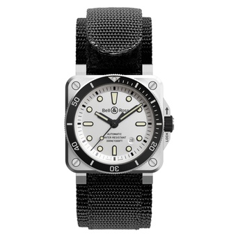 Men's watch / unisex  BELL & ROSS, BR 03-92 Diver White / 42mm, SKU: BR0392-D-WH-ST/SRB | timeolution.com