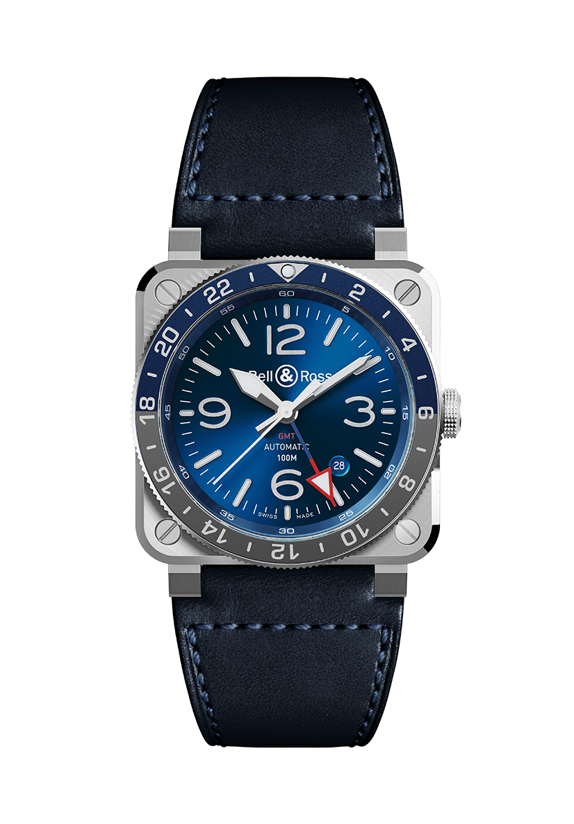 Men's watch / unisex  BELL & ROSS, BR 03-93 GMT Blue / 42mm, SKU: BR0393-BLU-ST/SCA | timeolution.com