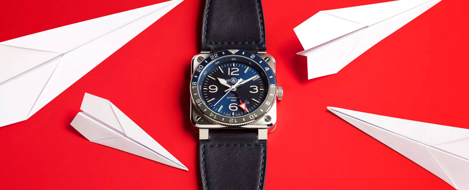 Men's watch / unisex  BELL & ROSS, BR 03-93 GMT Blue / 42mm, SKU: BR0393-BLU-ST/SCA | timeolution.com