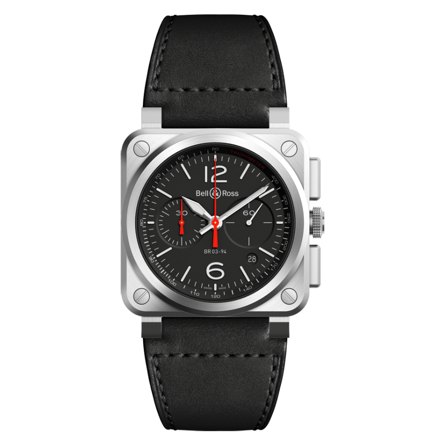 Men's watch / unisex  BELL & ROSS, BR 03-94 Black Steel / 42mm, SKU: BR0394-BLC-ST/SCA | timeolution.com