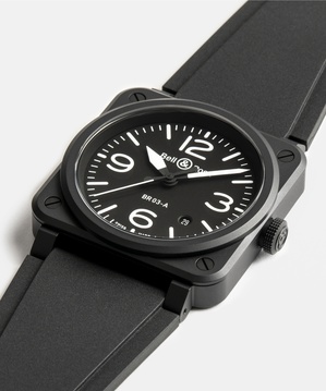 Men's watch / unisex  BELL & ROSS, BR 03 Black Matte / 41mm, SKU: BR03A-BL-CE/SRB | timeolution.com