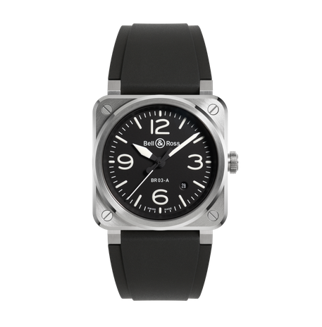 Men's watch / unisex  BELL & ROSS, BR 03 Black Steel / 41mm, SKU: BR03A-BL-ST/SRB | timeolution.com