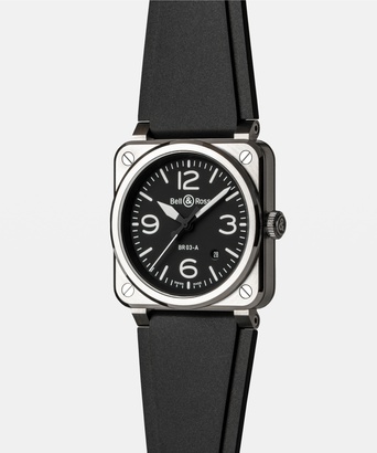 Men's watch / unisex  BELL & ROSS, BR 03 Black Steel / 41mm, SKU: BR03A-BL-ST/SRB | timeolution.com