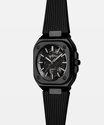 Men's watch / unisex  BELL & ROSS, BR 05 Skeleton Black Ceramic / 41mm, SKU: BR05A-BL-SK-CE/SRB | timeolution.com