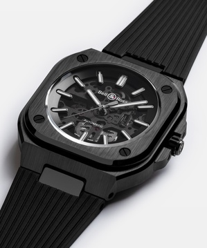 Men's watch / unisex  BELL & ROSS, BR 05 Skeleton Black Ceramic / 41mm, SKU: BR05A-BL-SK-CE/SRB | timeolution.com