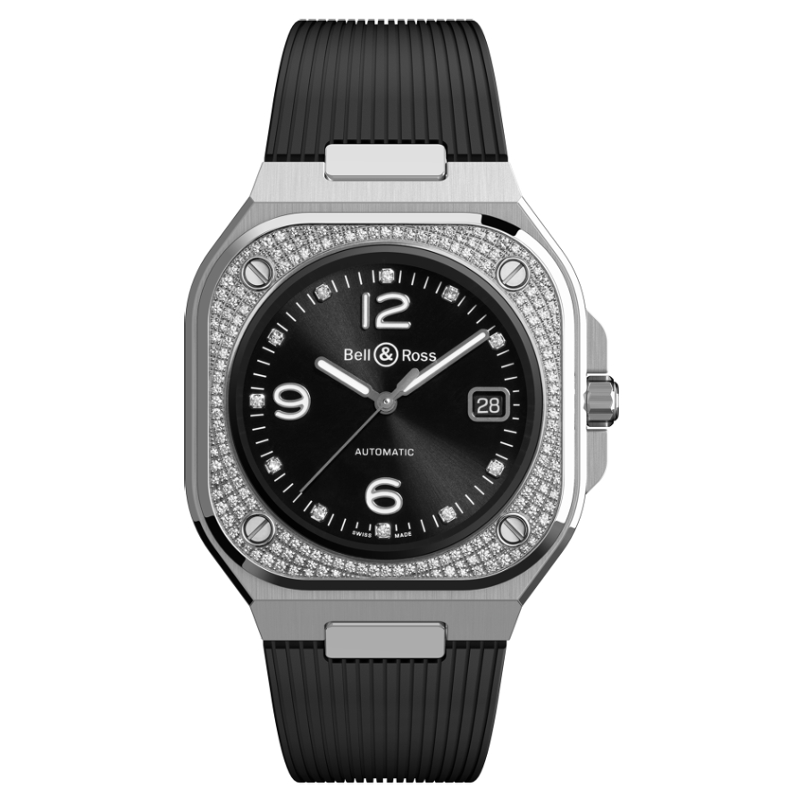 Men's watch / unisex  BELL & ROSS, BR 05 Diamond / 40mm, SKU: BR05A-BL-STFLD/SRB | timeolution.com