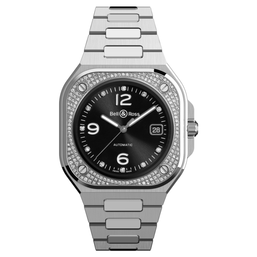 Men's watch / unisex  BELL & ROSS, BR 05 Diamond / 40mm, SKU: BR05A-BL-STFLD/SST | timeolution.com