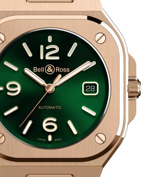 Men's watch / unisex  BELL & ROSS, BR 05 Green Gold / 40mm, SKU: BR05A-GN-PG/SCR | timeolution.com