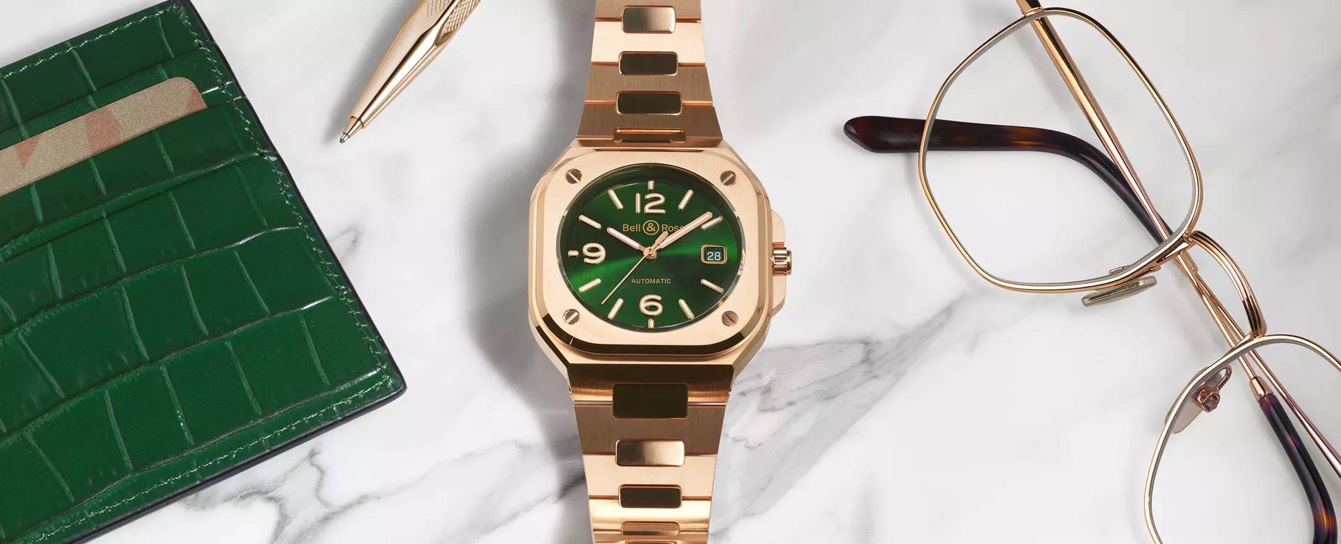 Men's watch / unisex  BELL & ROSS, BR 05 Green Gold / 40mm, SKU: BR05A-GN-PG/SPG | timeolution.com