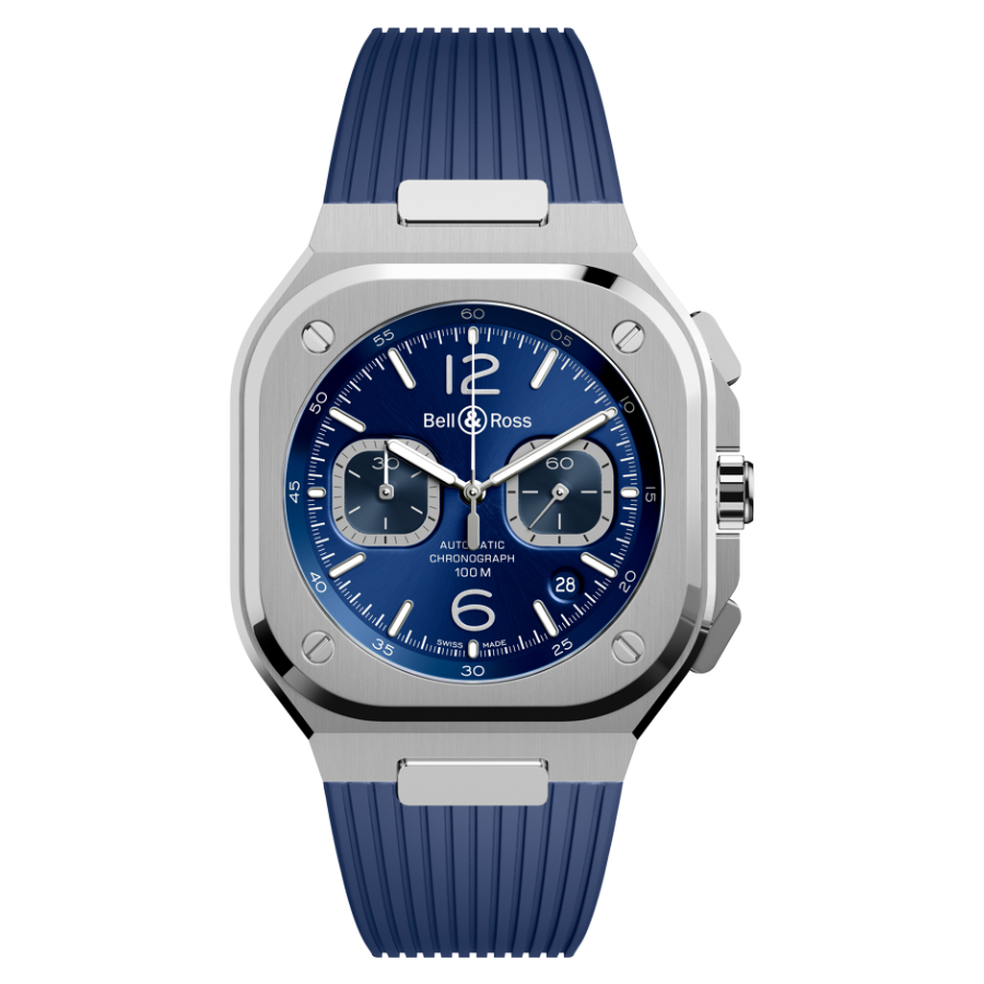 Men's watch / unisex  BELL & ROSS, BR 05 Chrono Blue Steel / 42mm, SKU: BR05C-BU-ST/SRB | timeolution.com