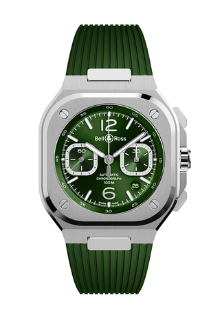 Men's watch / unisex  BELL & ROSS, BR 05 Chrono Green Steel / 42mm, SKU: BR05C-GN-ST/SRB | timeolution.com