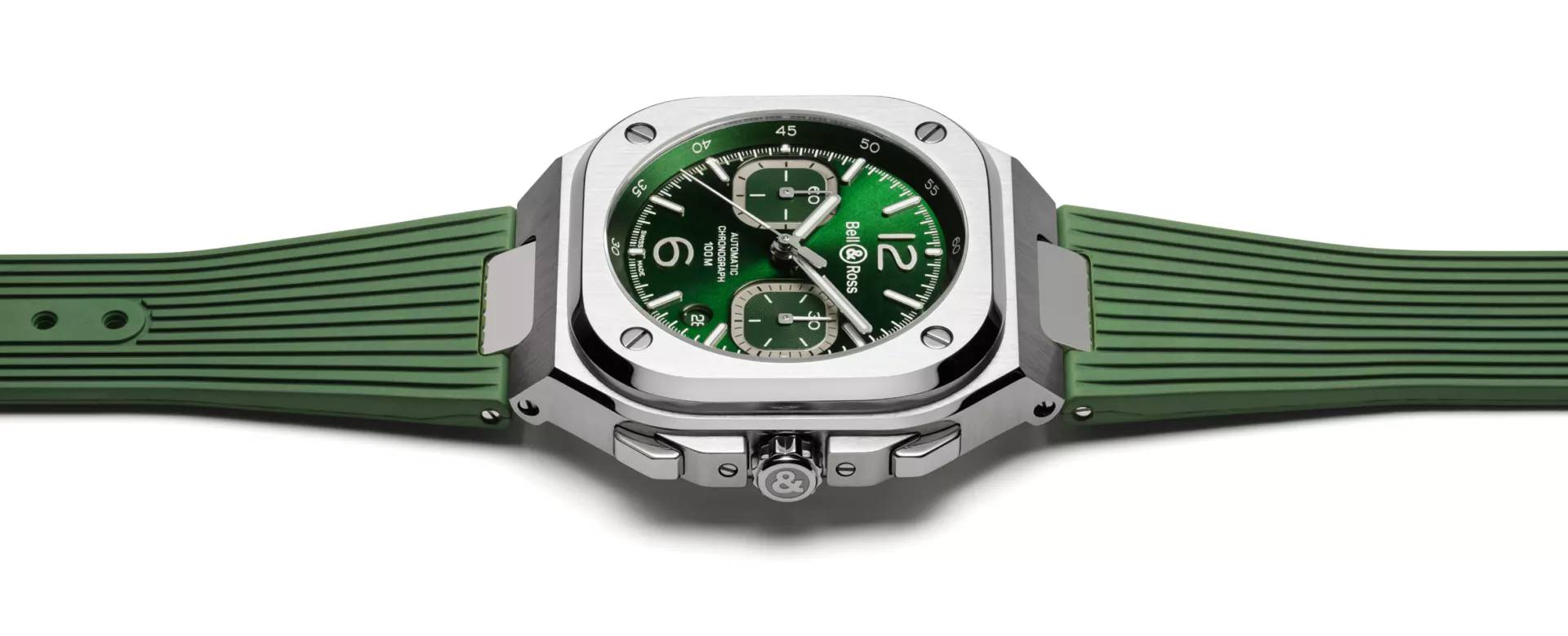 Men's watch / unisex  BELL & ROSS, BR 05 Chrono Green Steel / 42mm, SKU: BR05C-GN-ST/SRB | timeolution.com