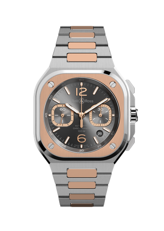 Men's watch / unisex  BELL & ROSS, BR 05 Chrono Grey Steel & Gold / 42mm, SKU: BR05C-RTH-STPG/SSG | timeolution.com