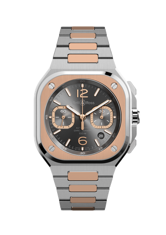 Men's watch / unisex  BELL & ROSS, BR 05 Chrono Grey Steel & Gold / 42mm, SKU: BR05C-RTH-STPG/SSG | timeolution.com