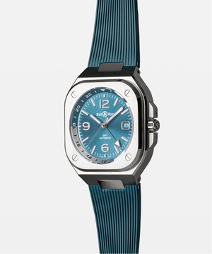 Men's watch / unisex  BELL & ROSS, BR 05 GMT Sky Blue / 41mm, SKU: BR05G-PB-ST/SRB | timeolution.com