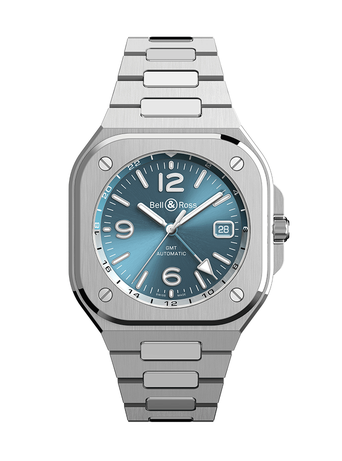 Men's watch / unisex  BELL & ROSS, BR 05 GMT Sky Blue / 41mm, SKU: BR05G-PB-ST/SST | timeolution.com