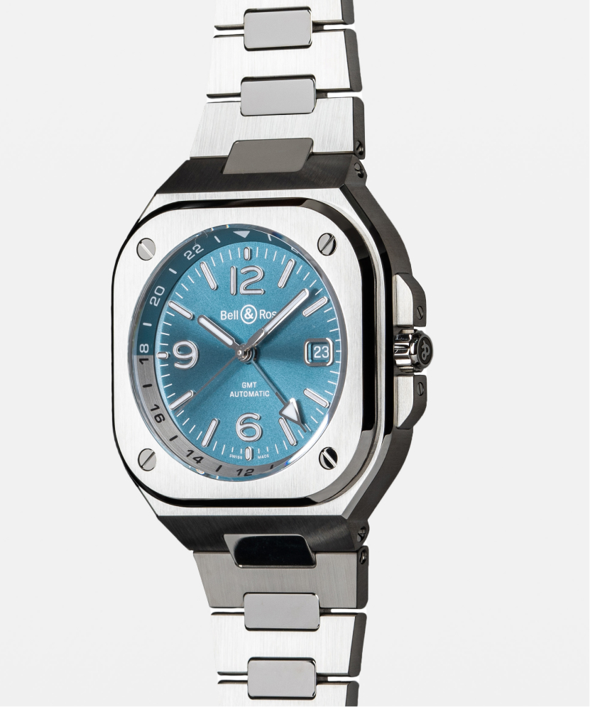 Men's watch / unisex  BELL & ROSS, BR 05 GMT Sky Blue / 41mm, SKU: BR05G-PB-ST/SST | timeolution.com