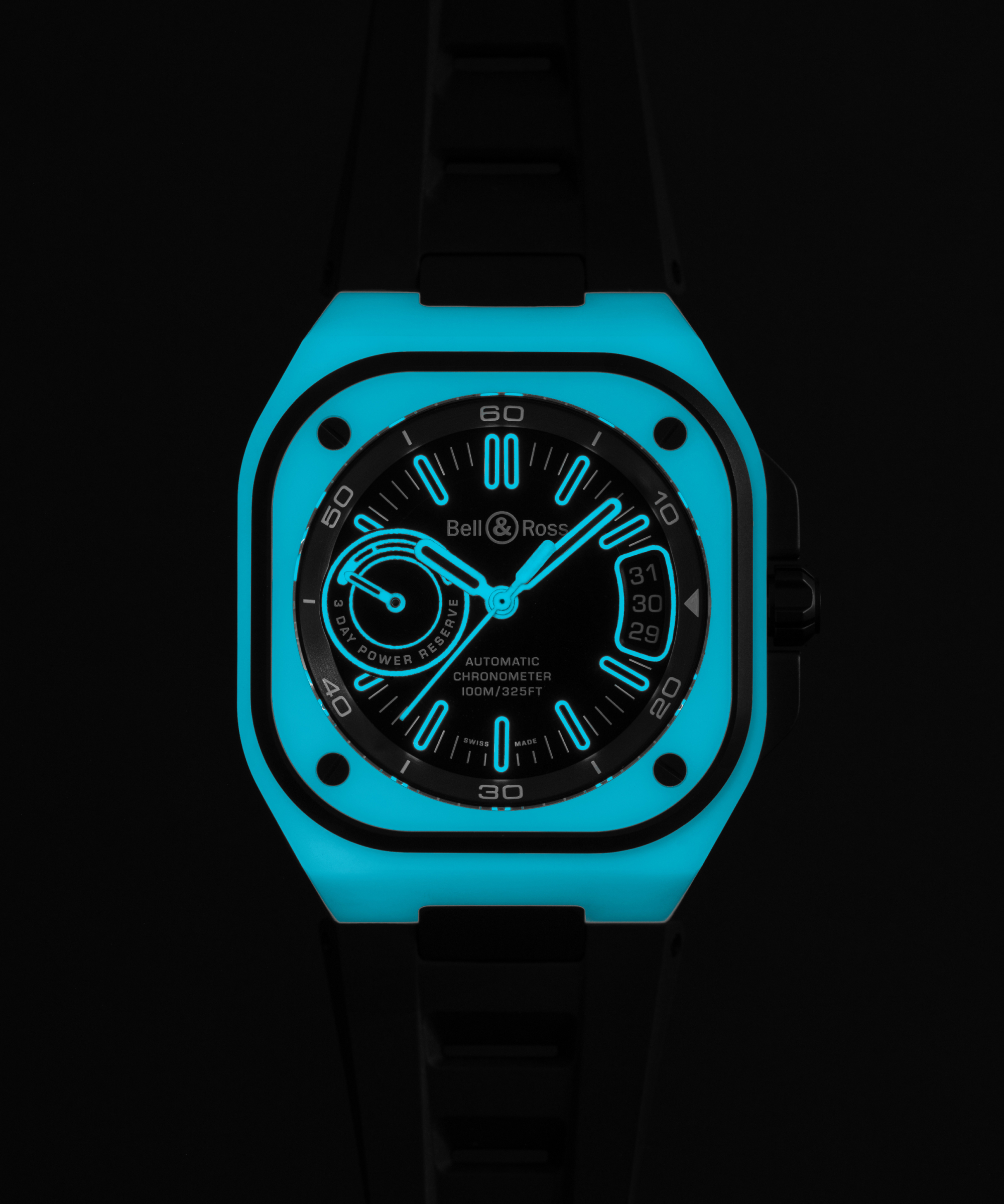 Men's watch / unisex  BELL & ROSS, BR-X5 Blue Lum Limited Edition / 41mm, SKU: BRX5R-BLUM-TC/SRB | timeolution.com