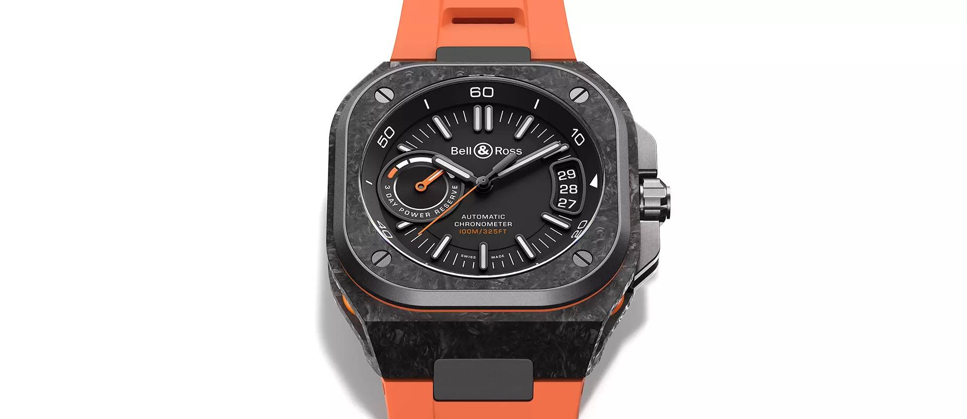 Men's watch / unisex  BELL & ROSS, BR-X5 Carbon Orange / 41mm, SKU: BRX5R-BO-TC/SRB | timeolution.com