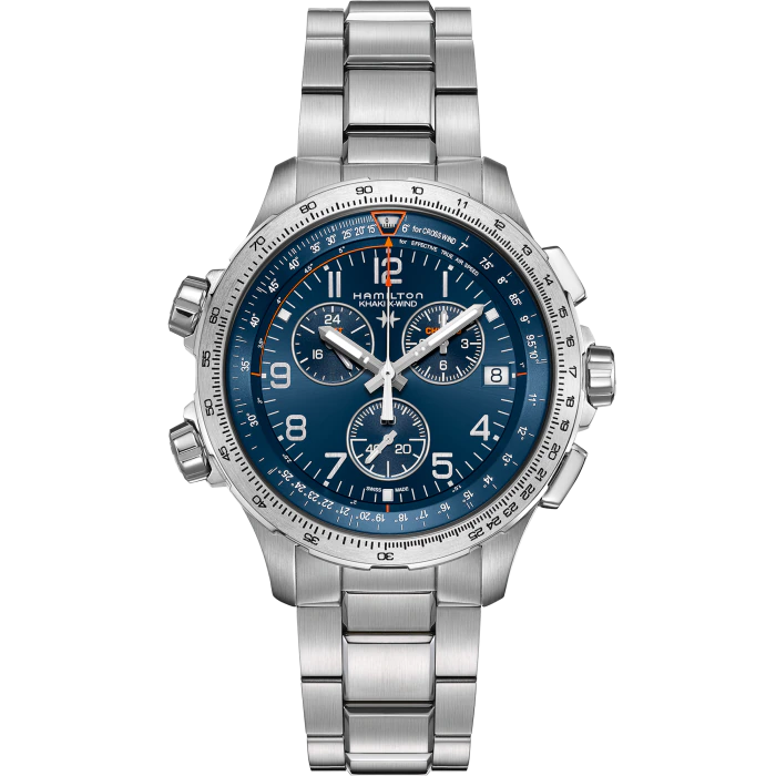 Men's watch / unisex  HAMILTON, Khaki Aviation X-Wind GMT Chrono Quartz / 46mm, SKU: H77922141 | timeolution.com