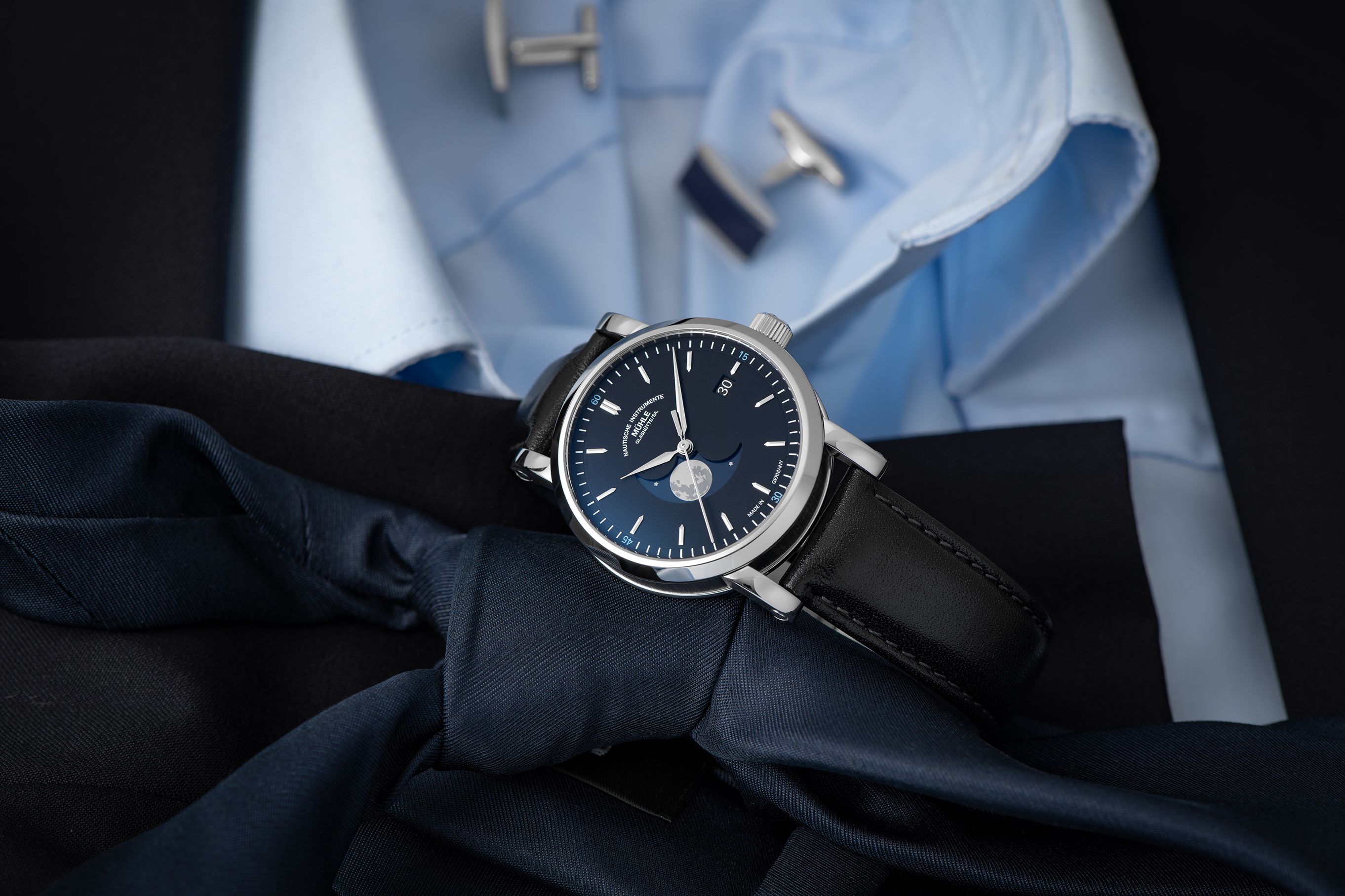 Men's watch / unisex  MÜHLE-GLASHÜTTE, Teutonia IV BlueMoon / 39 mm, SKU: M1-44-62-LB | timeolution.com