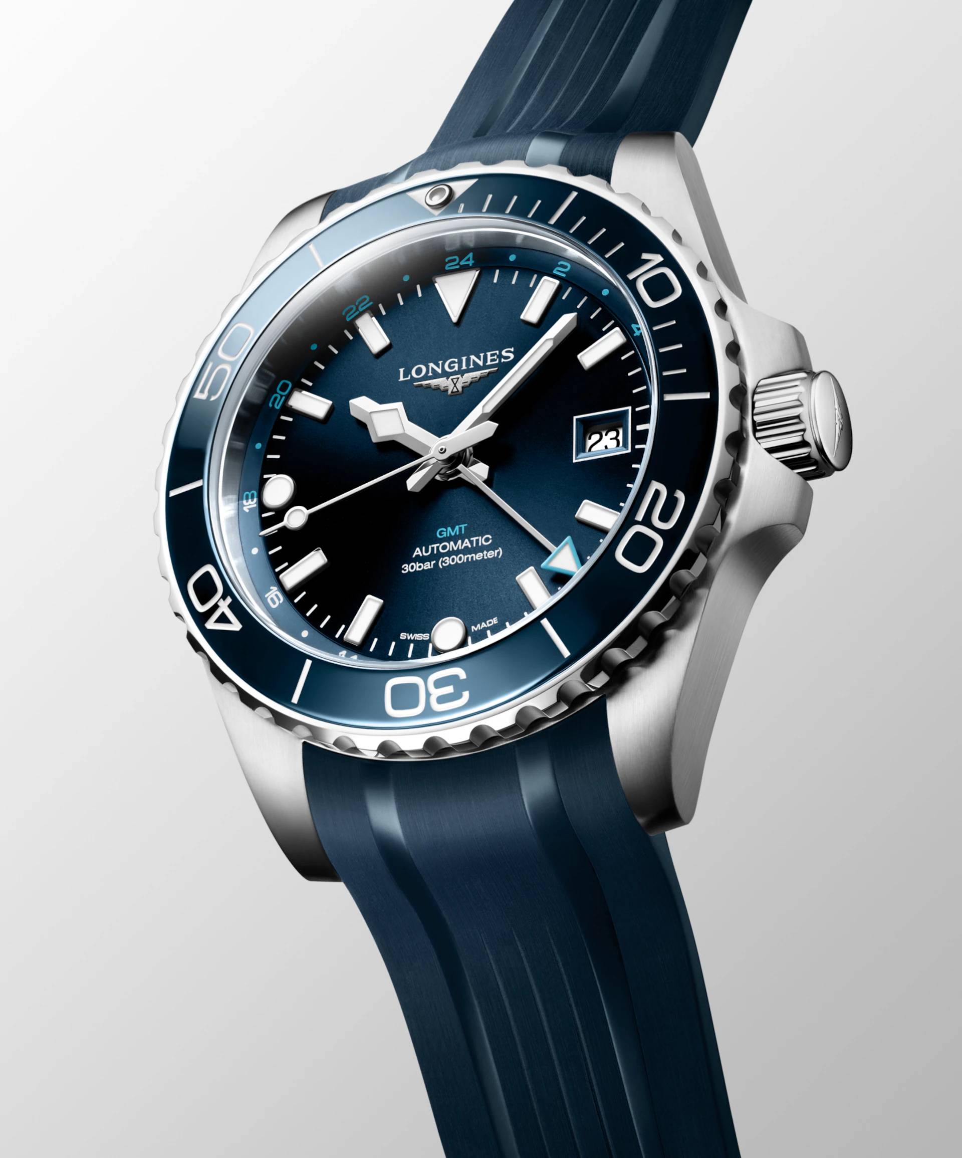 Men's watch / unisex  LONGINES, HydroConquest GMT / 41mm, SKU: L3.790.4.96.9 | timeolution.com