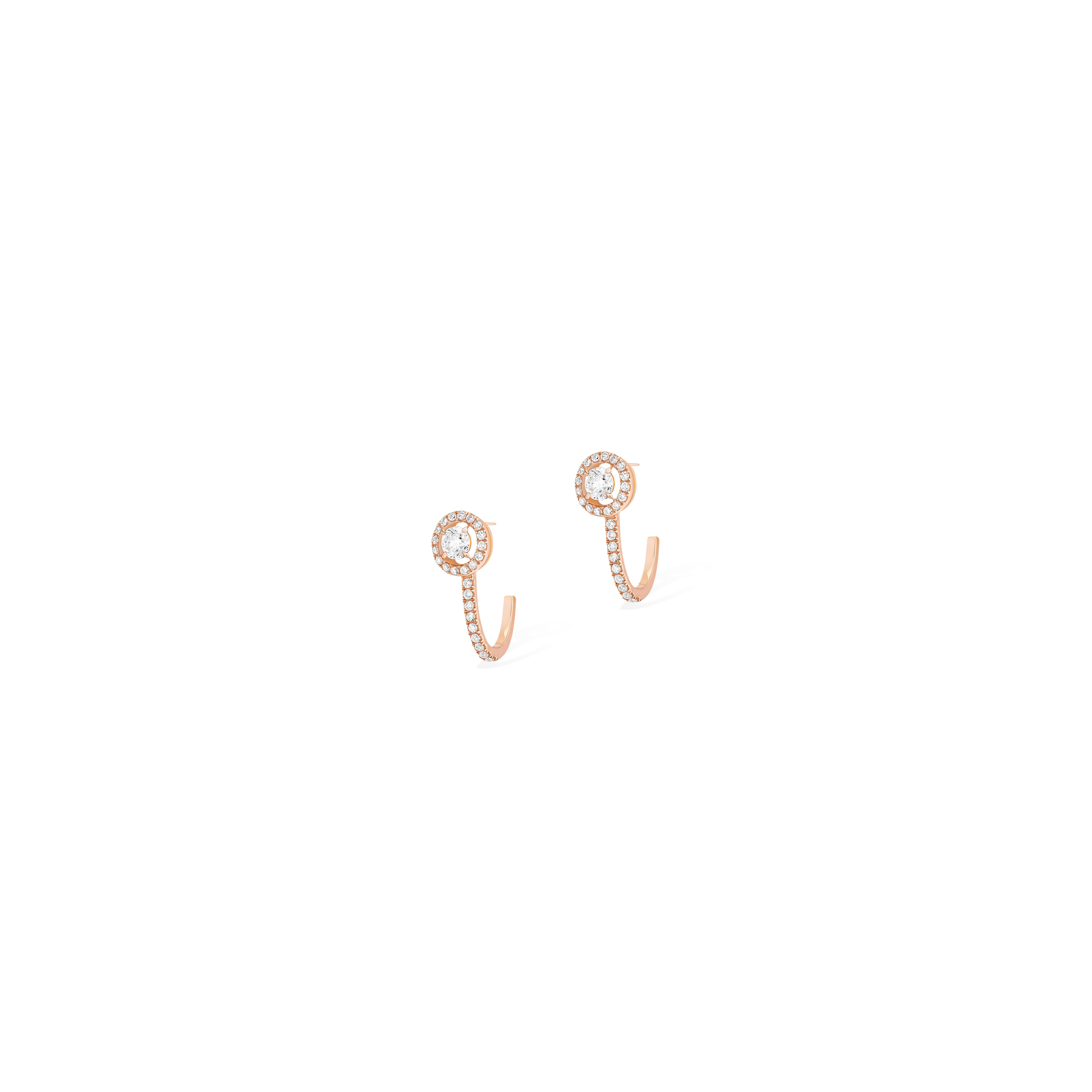 Women Jewellery MESSIKA, Joy Hoop Round Diamonds 2x0.10ct Pink Gold Earrings, SKU: 07482-PG | timeolution.com