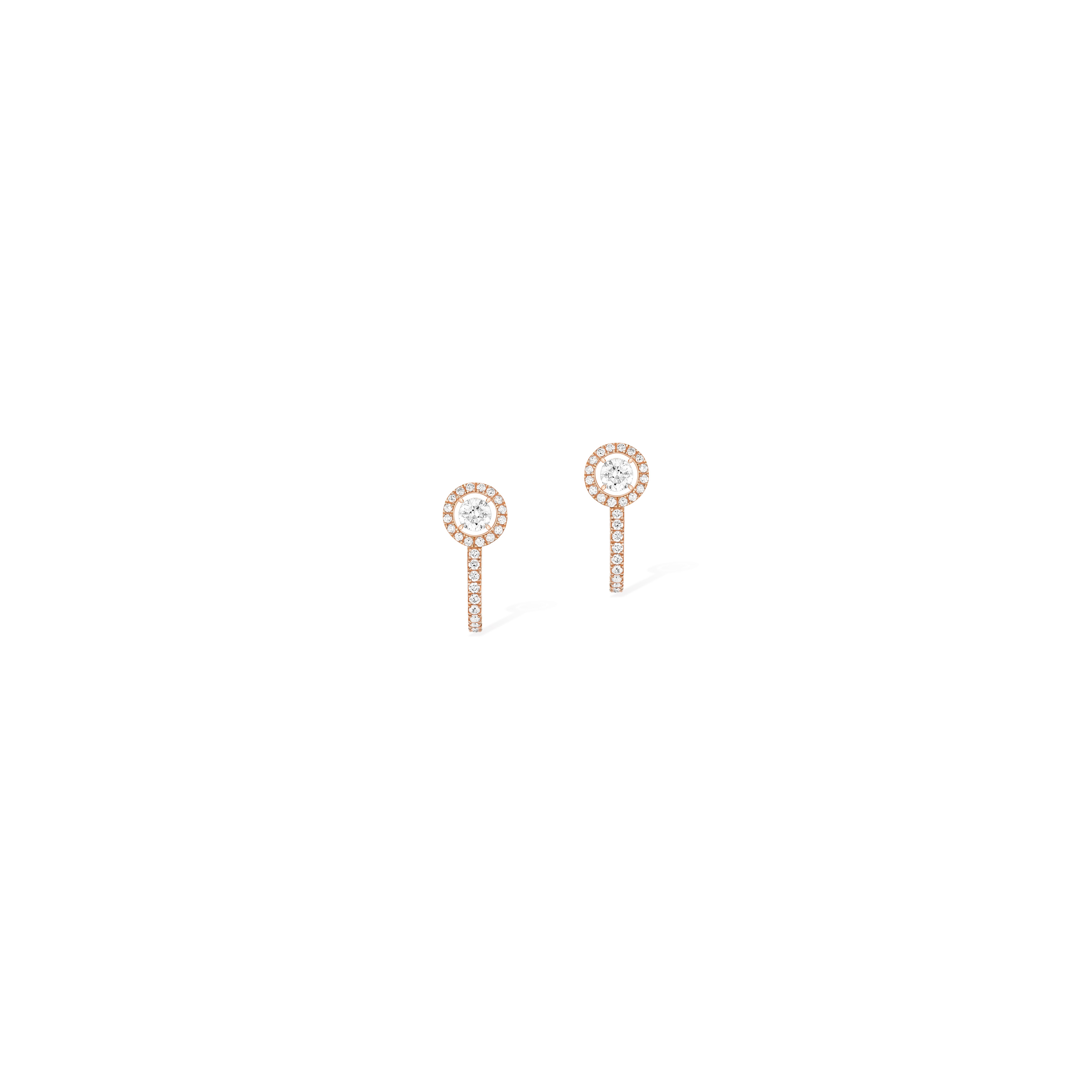 Women Jewellery MESSIKA, Joy Hoop Round Diamonds 2x0.10ct Pink Gold Earrings, SKU: 07482-PG | timeolution.com