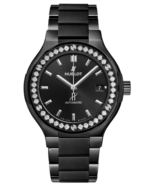 Men's watch / unisex HUBLOT, Classic Fusion Black Magic Bracelet Diamonds/ 38mm, SKU: 568.CM.1470.CM.1204 | timeolution.com