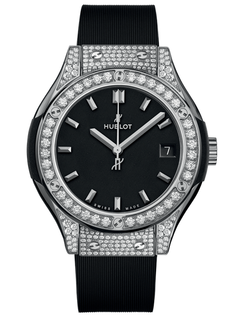 Ladies' watch HUBLOT, Classic Fusion Titanium Pave / 33mm, SKU: 581.NX.1171.RX.1704 | timeolution.com