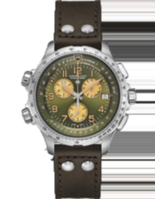 Men's watch / unisex  HAMILTON, Khaki Aviation X-Wind GMT Chrono Quartz / 46mm, SKU: H77932560 | timeolution.com