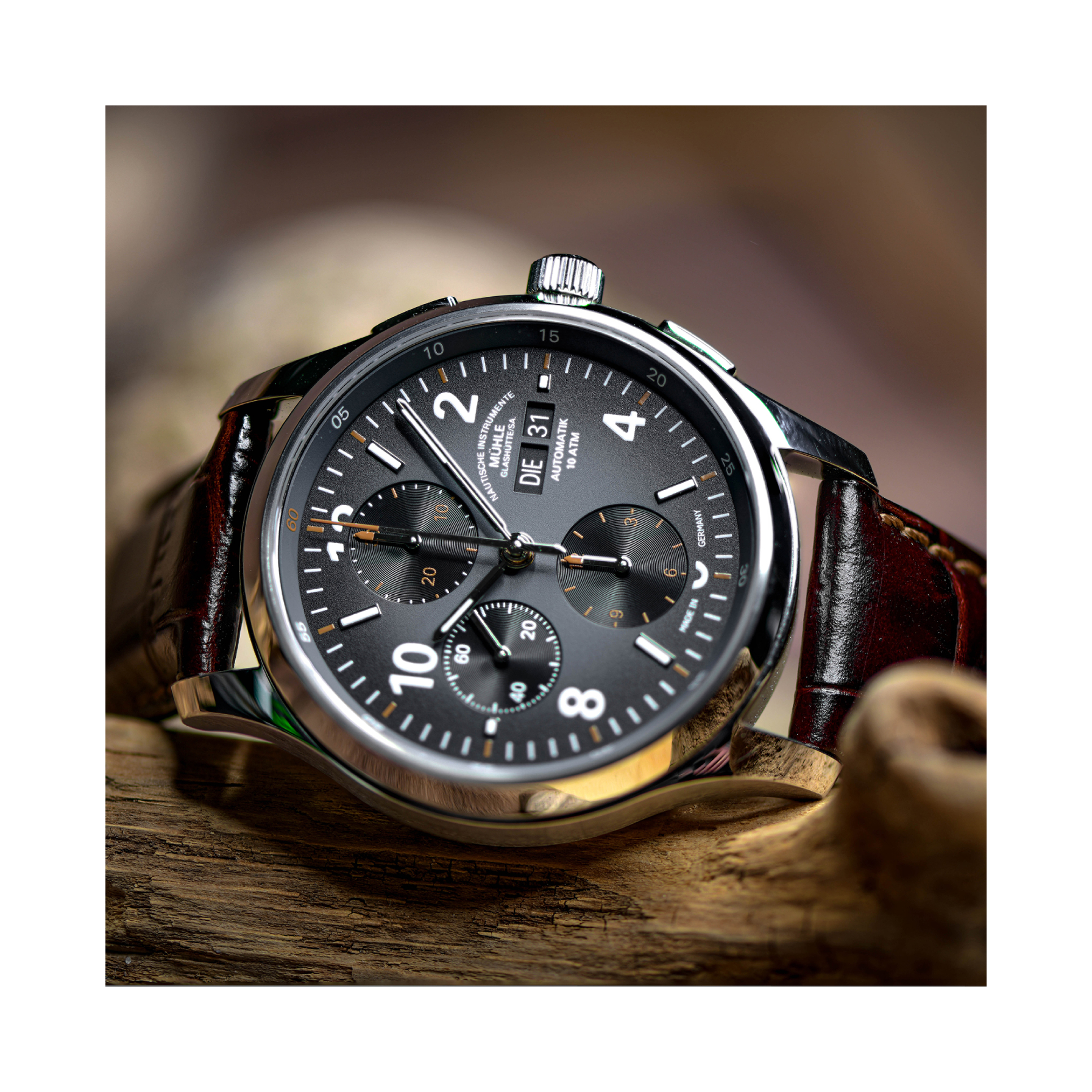 Men's watch / unisex MÜHLE-GLASHÜTTE, Lunova Chronograph / 42.3mm, SKU: M1-43-06-LB | timeolution.com