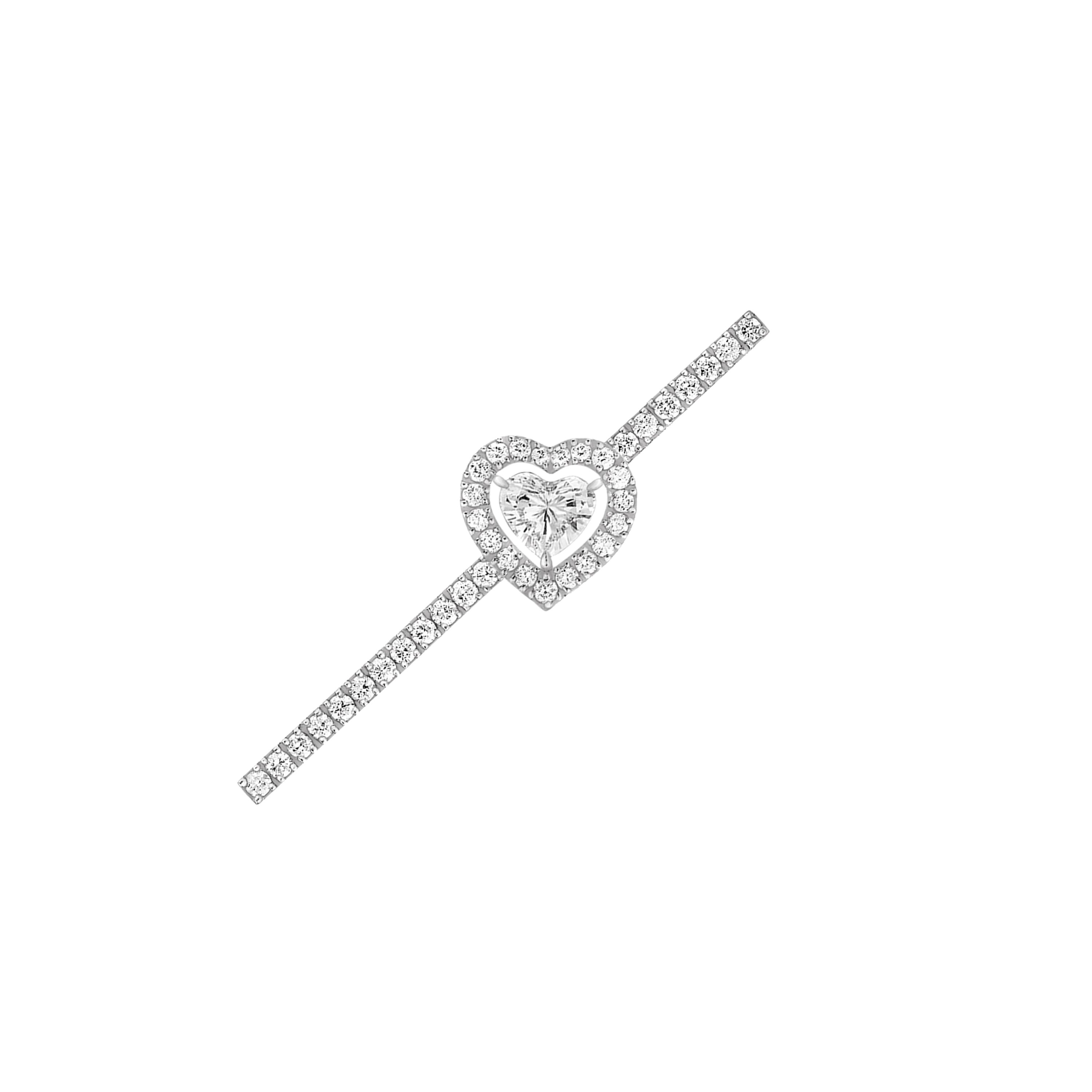 Women Jewellery MESSIKA, Joy Cœur 0.15ct Single Pavé-Set Diamond White Gold Earring, SKU: 11433-WG | timeolution.com